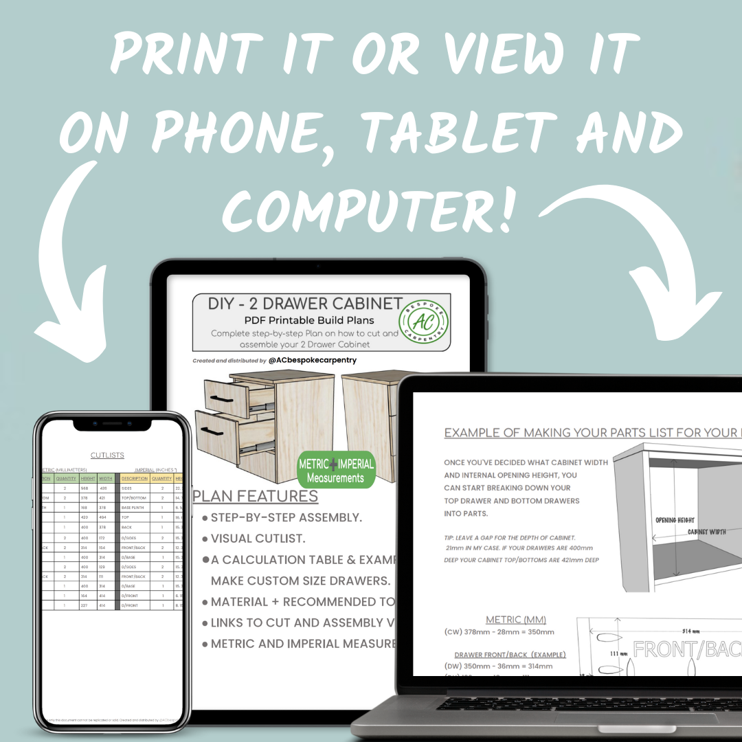 DIY 2 Drawer Cabinet - Digital Plans
