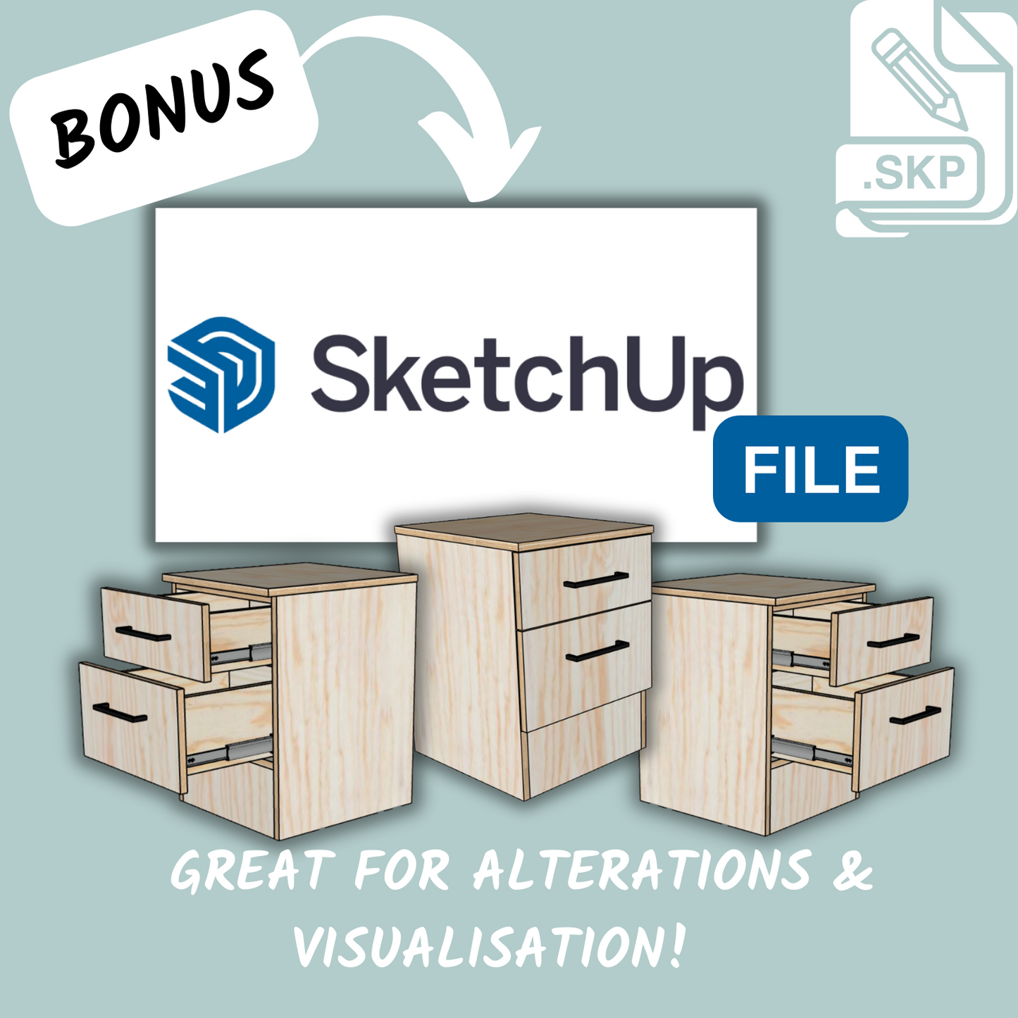 DIY 2 Drawer Cabinet - Digital Plans