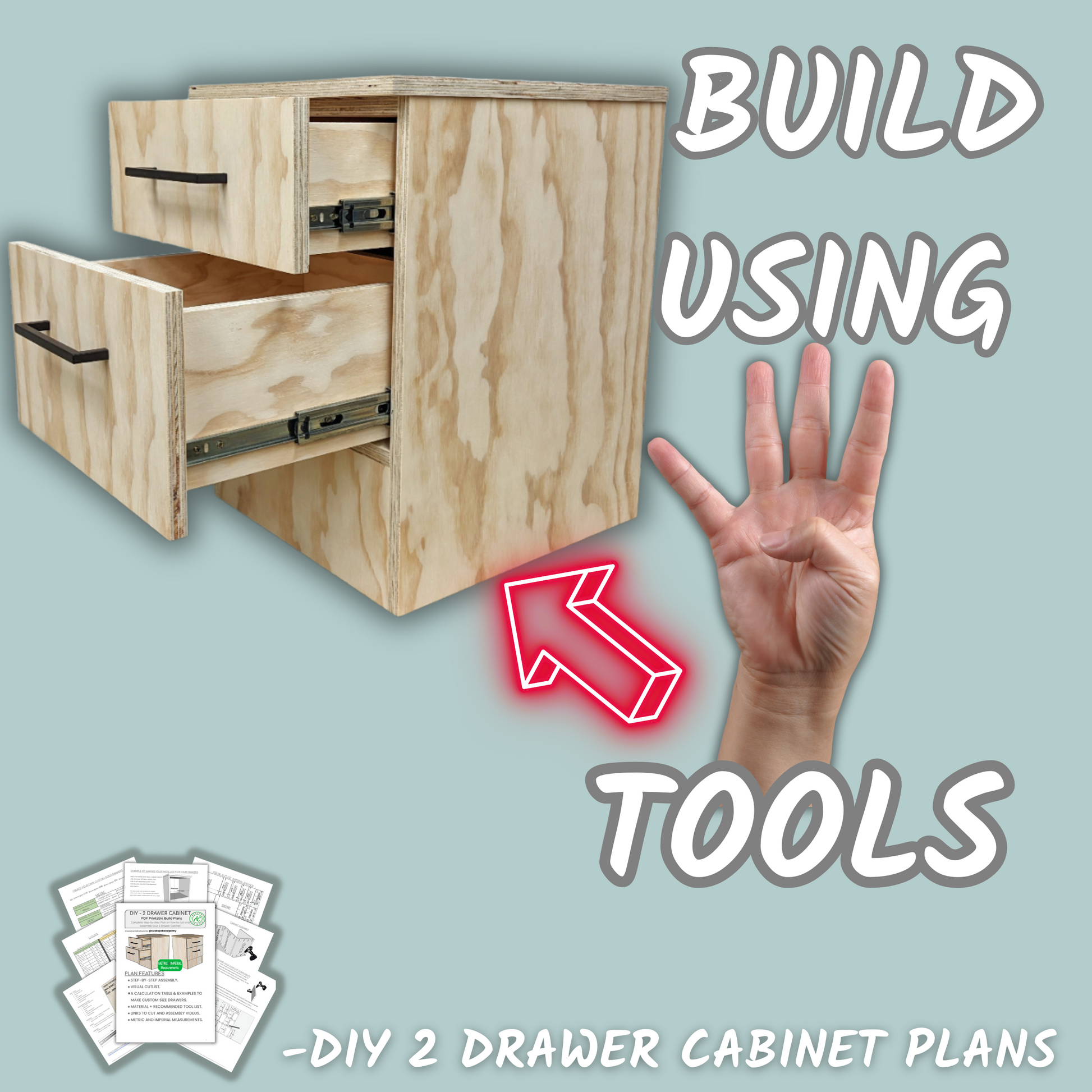 DIY 2 Drawer Cabinet - Digital Plans